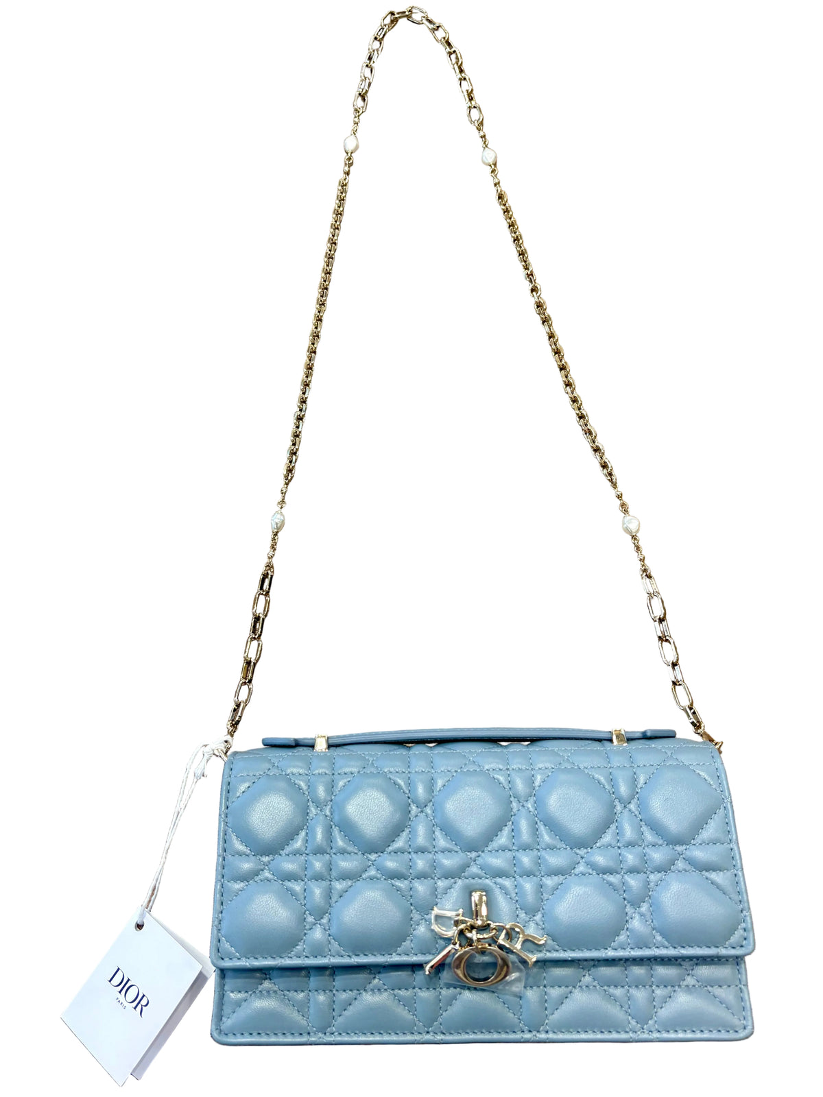 Dior mini borsa My Dior in pelle di agnello Cannage celeste . Nuovo