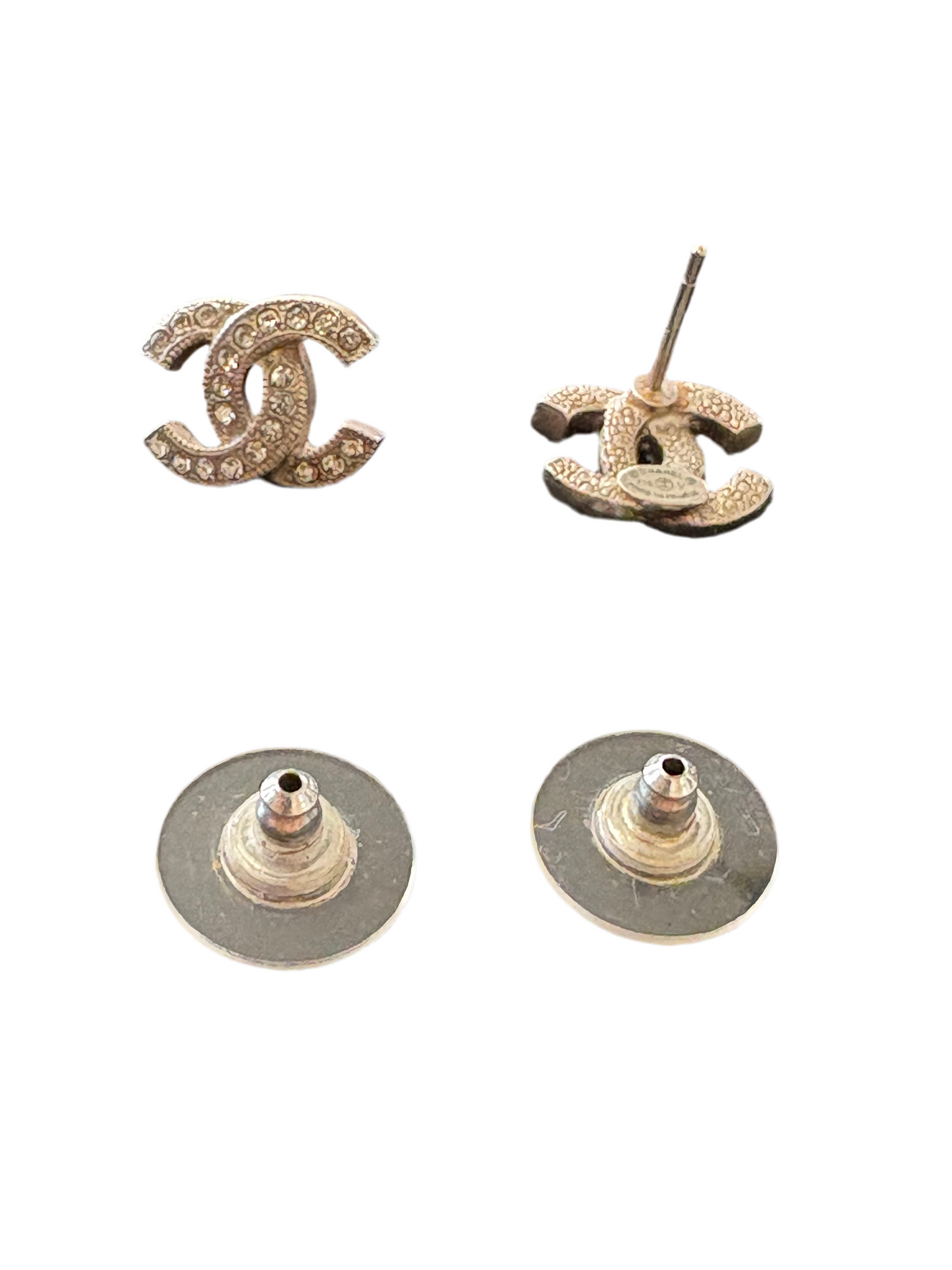 Chanel orecchini CC logo in metallo silver