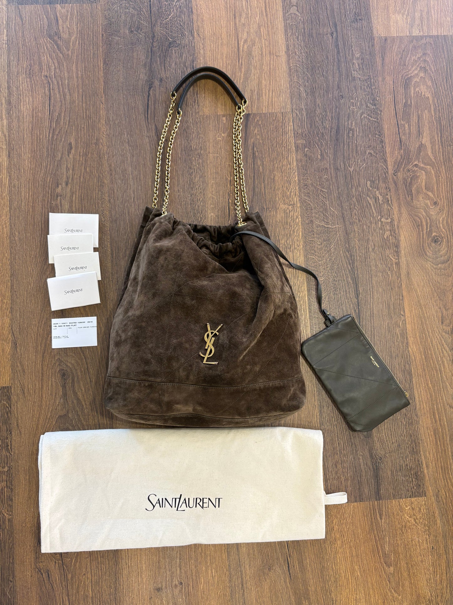 Saint  Laurent Borsa Jamie 4.3 Shopping Grande in Suede  Golden Leaf (Fango / Tortora)