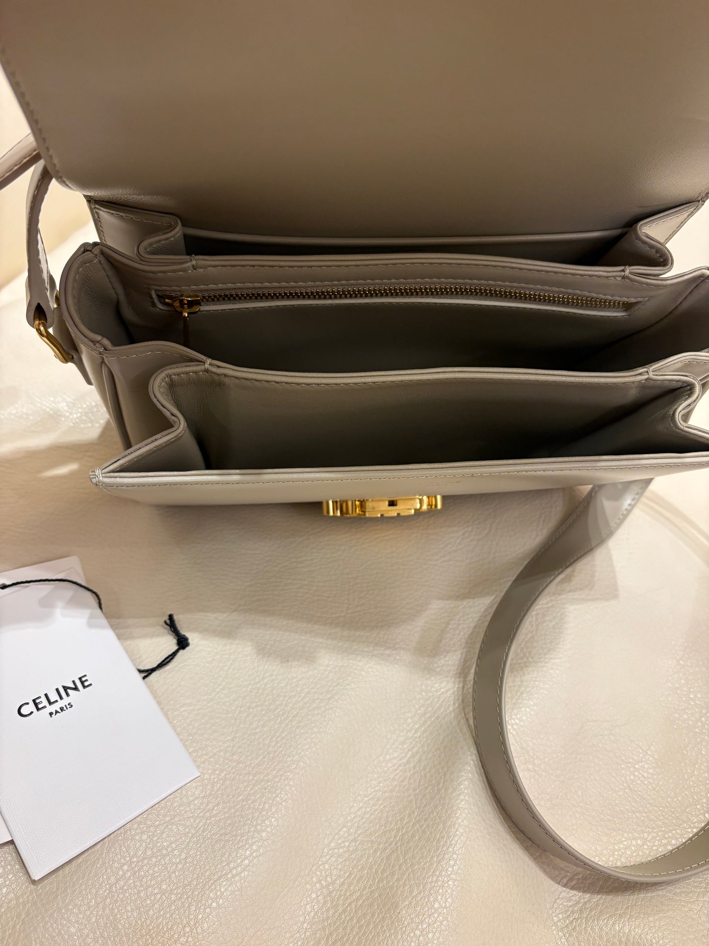 Celine borsa Triomphe classique in pelle di vitello lucida