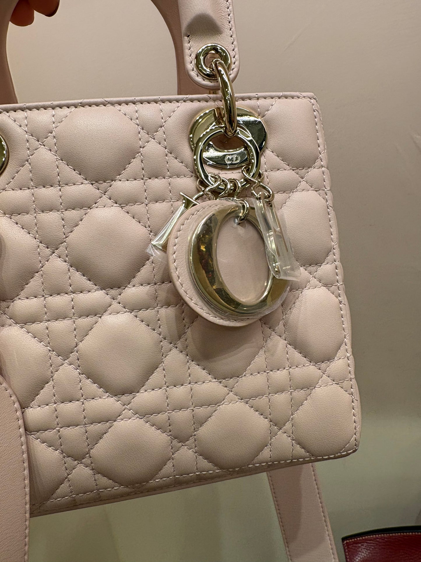 Dior Lady small in pelle cannage rosa hw gold