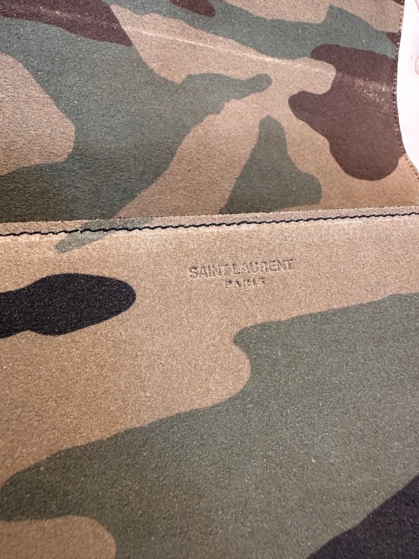 Ysl borsa Universite’ in camoscio camouflage