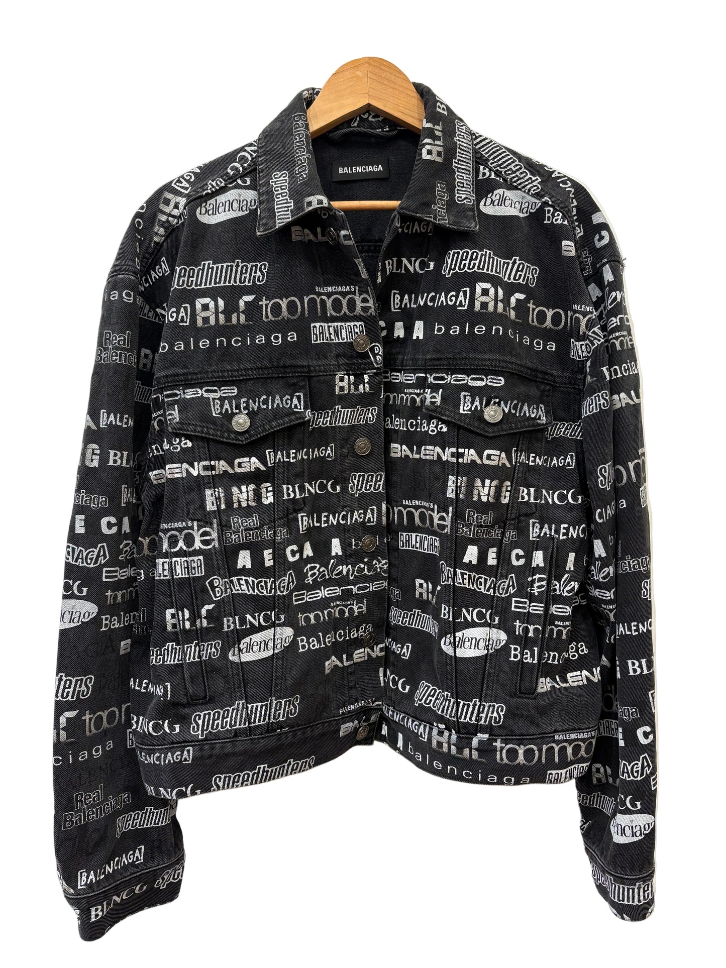 Giacca Denim Balenciaga "TV Show" Logo All-Over Tg.46