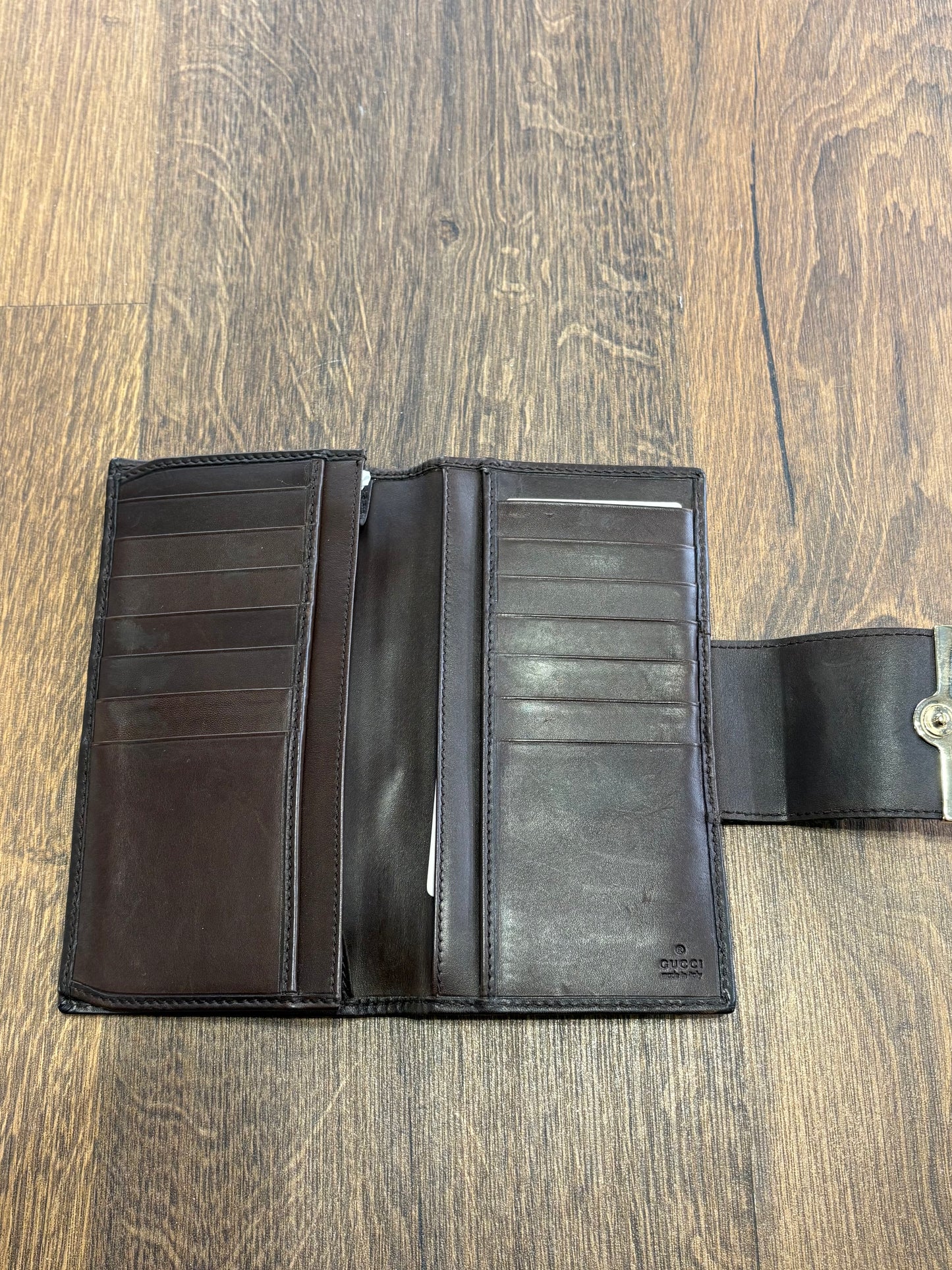 Gucci Continental portafoglio tela GG e fascia web