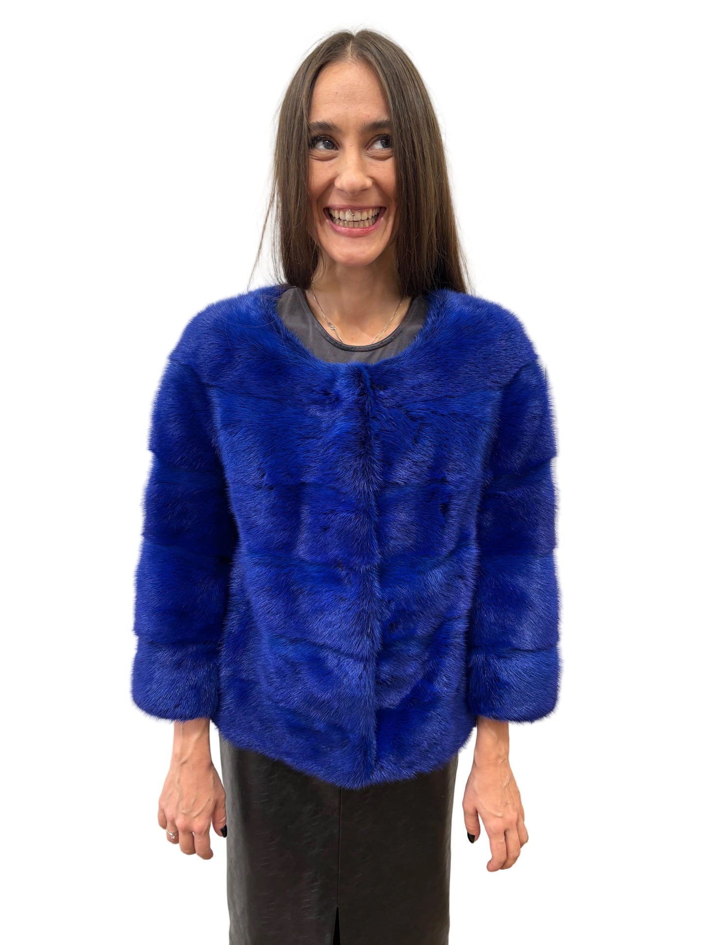 Giacca visone bluette intenso 38 ita