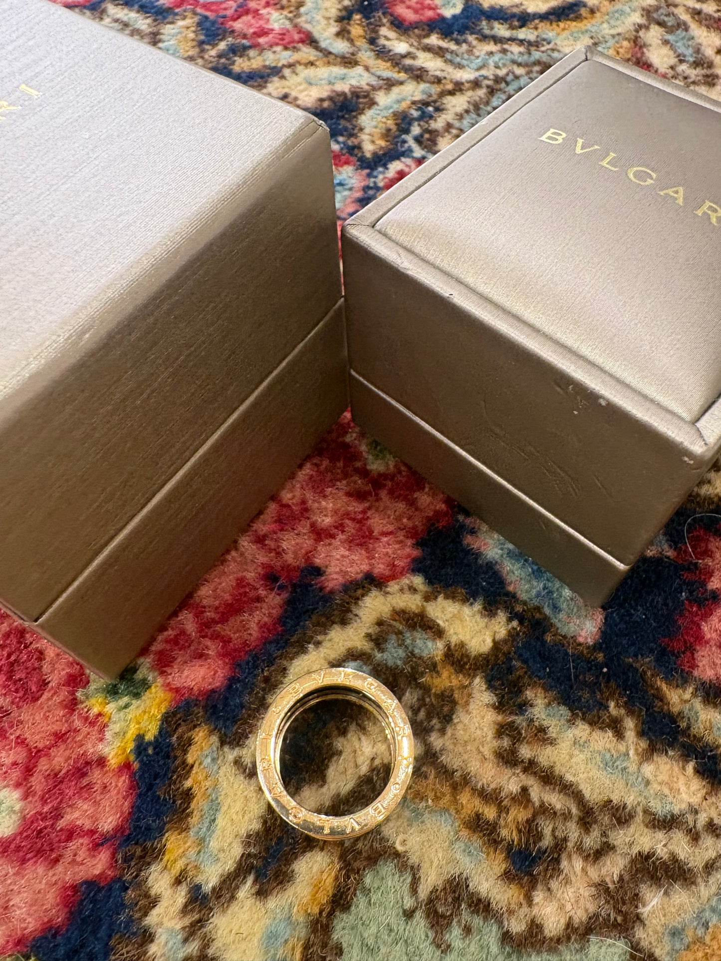 Bvlgari B.zero 1 anello in oro rosa e ceramica brown