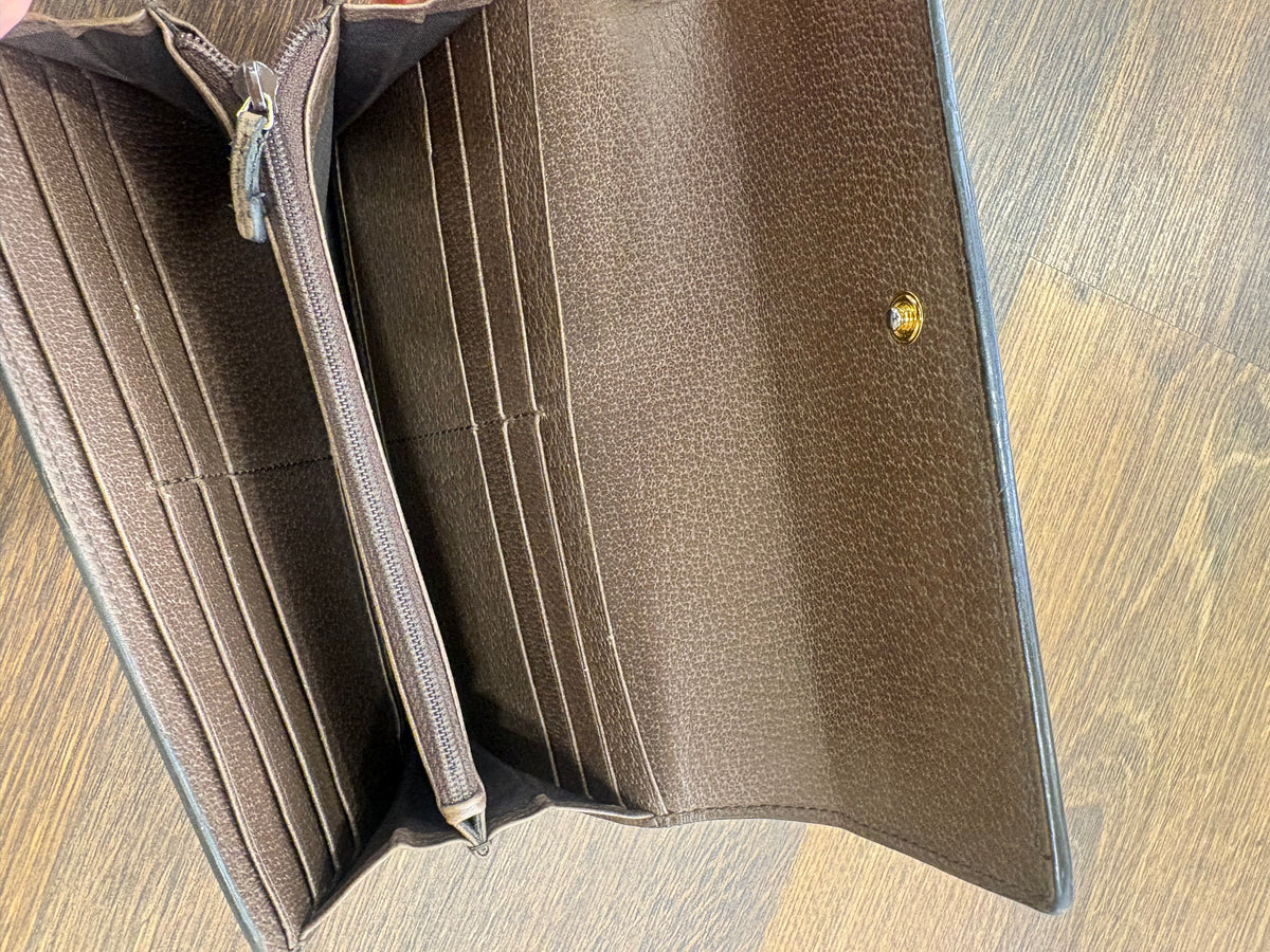 Portafoglio Continental Ophidia Gucci in Tessuto Canvas GG Supreme con Nastro Web