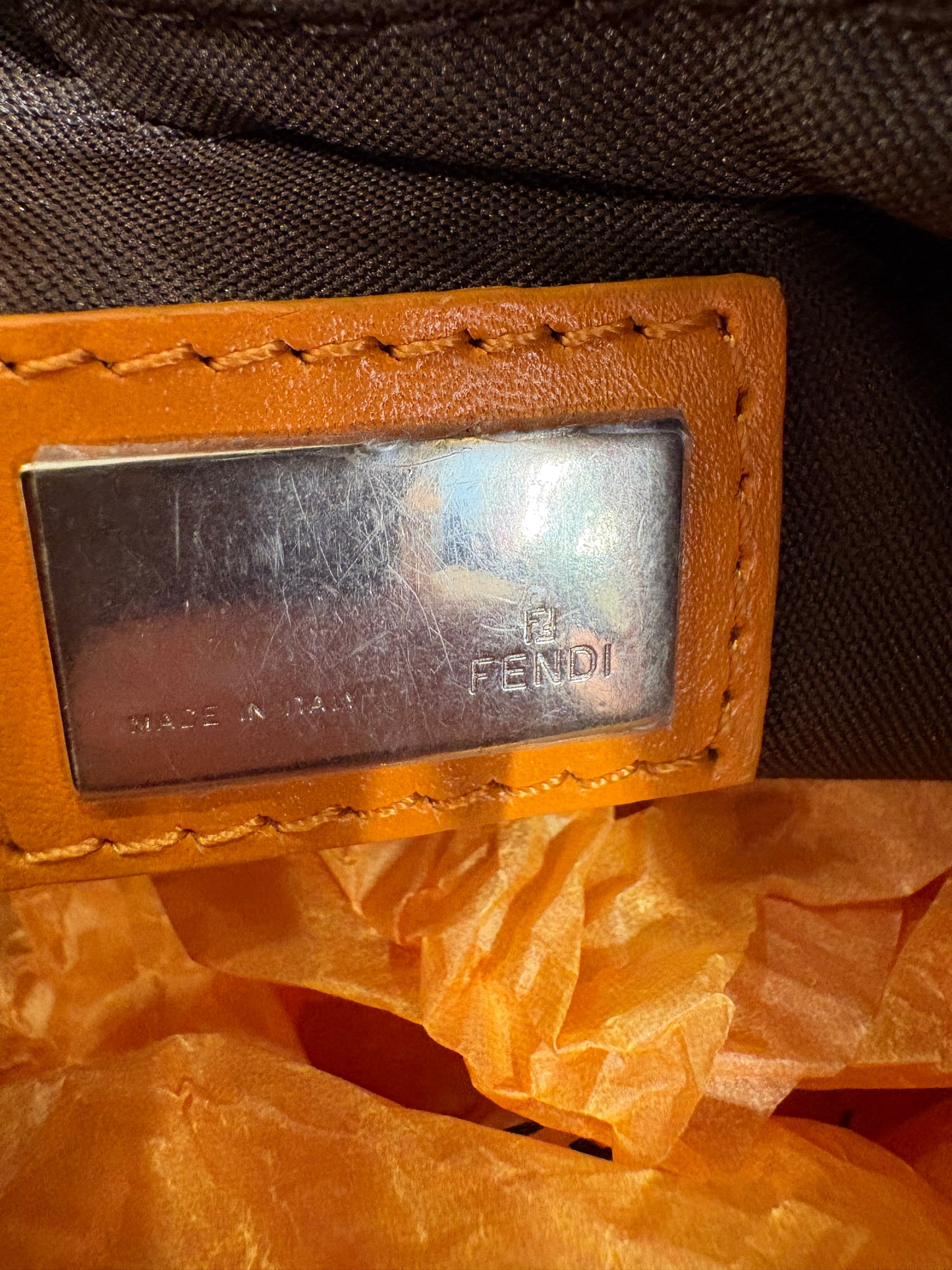 Fendi piccola borsa a mano tela e pelle