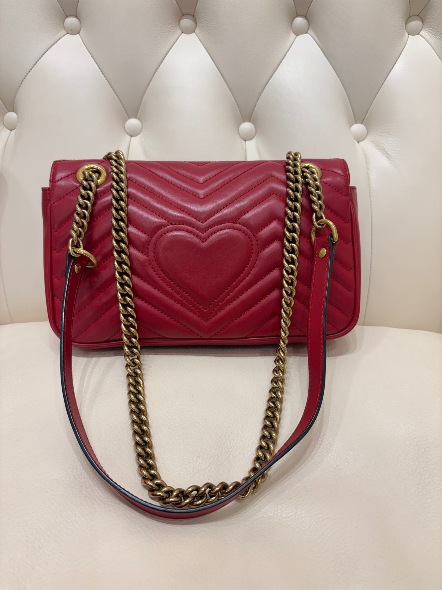 Gucci borsa a spalla GG Marmont pelle rossa