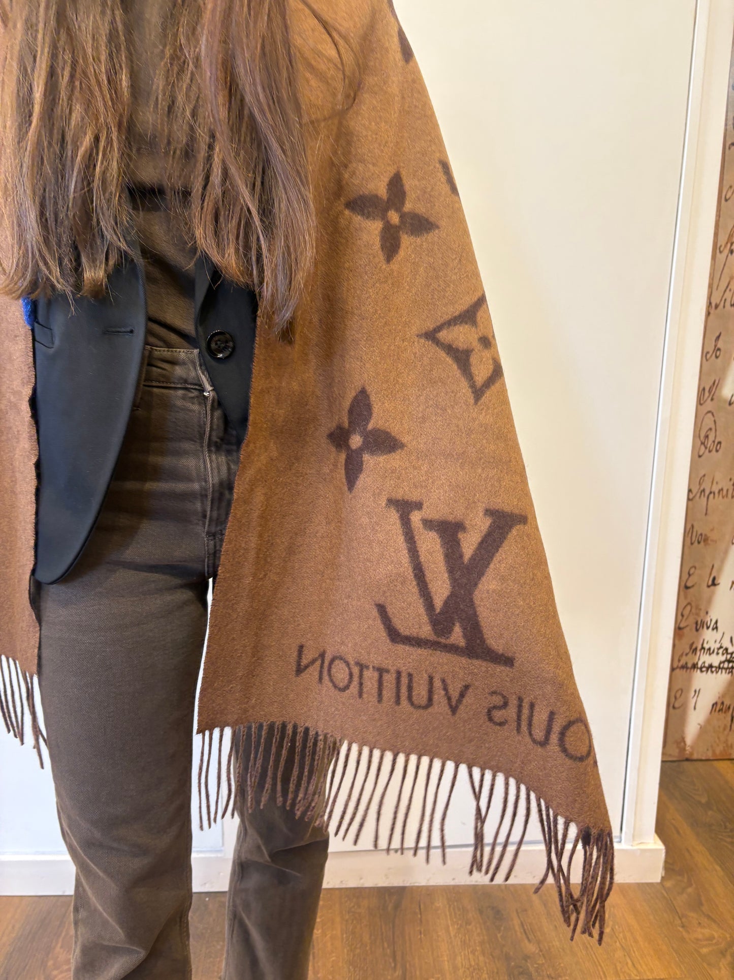 Louis Vuitton sciarpa grande Reykjavik motivo monogram Giant cashmere nuova