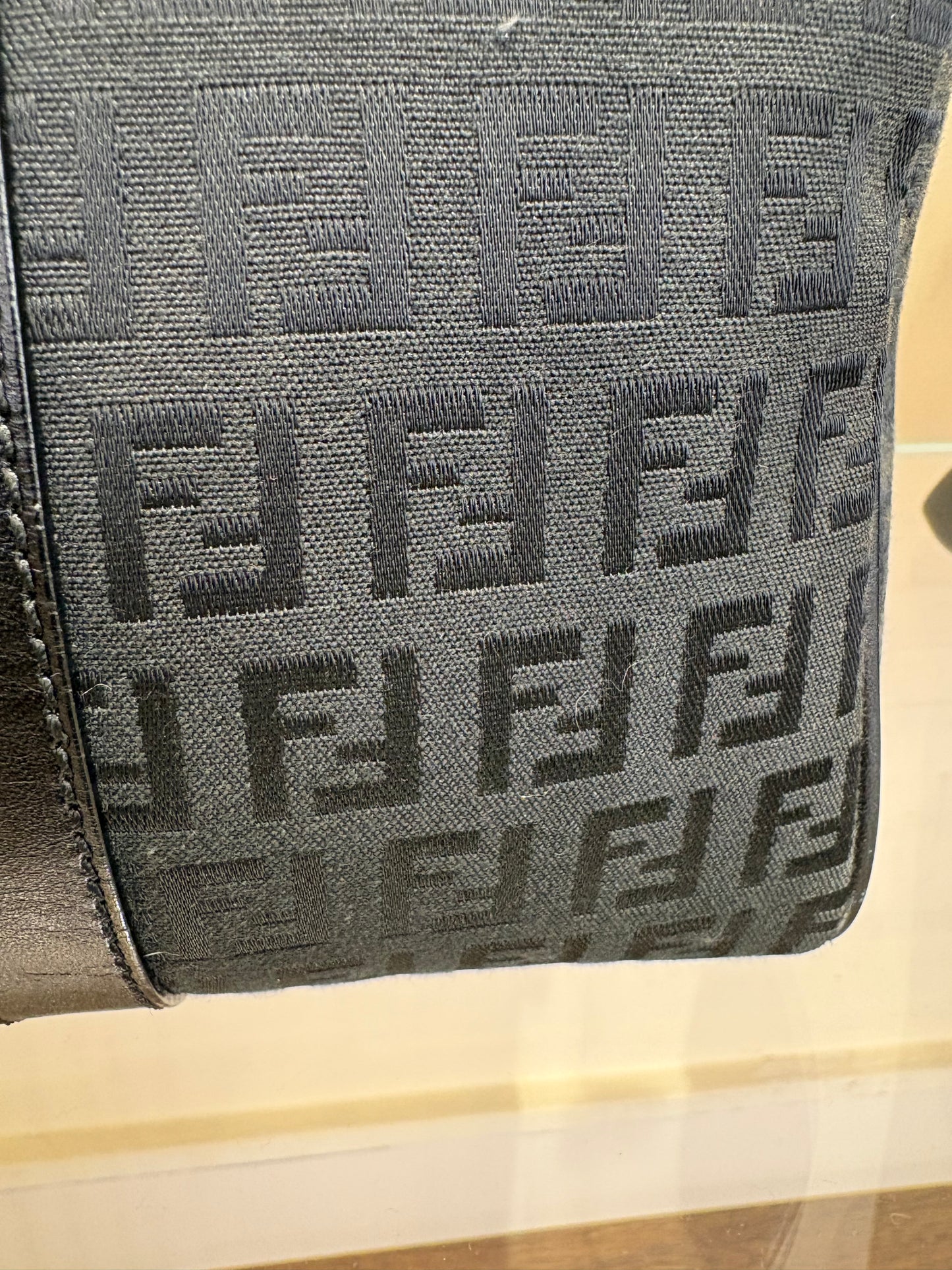 Fendi Boston bauletto vintage tessuto e pelle nero