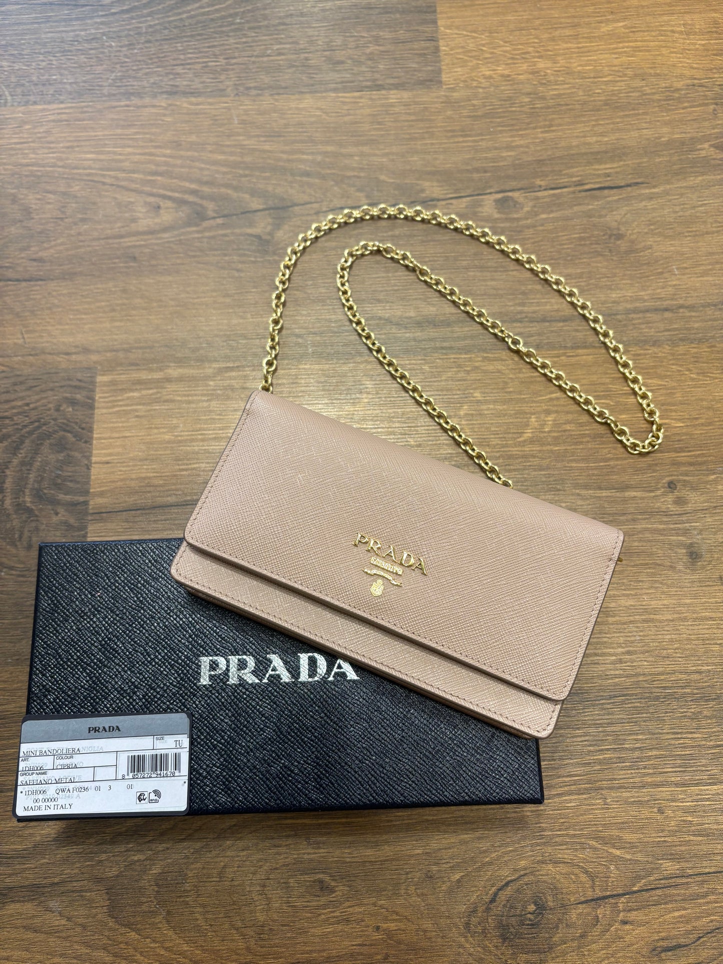 Prada mini Wallet bag pelle saffiano cipria