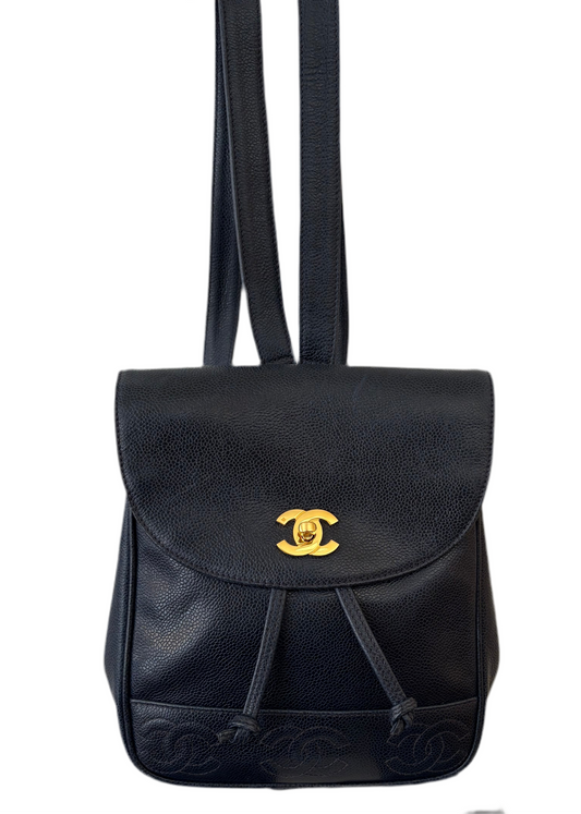 Chanel zaino in pelle blu