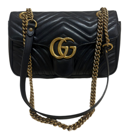 Gucci borsa a spalla GG Marmont misura media nera