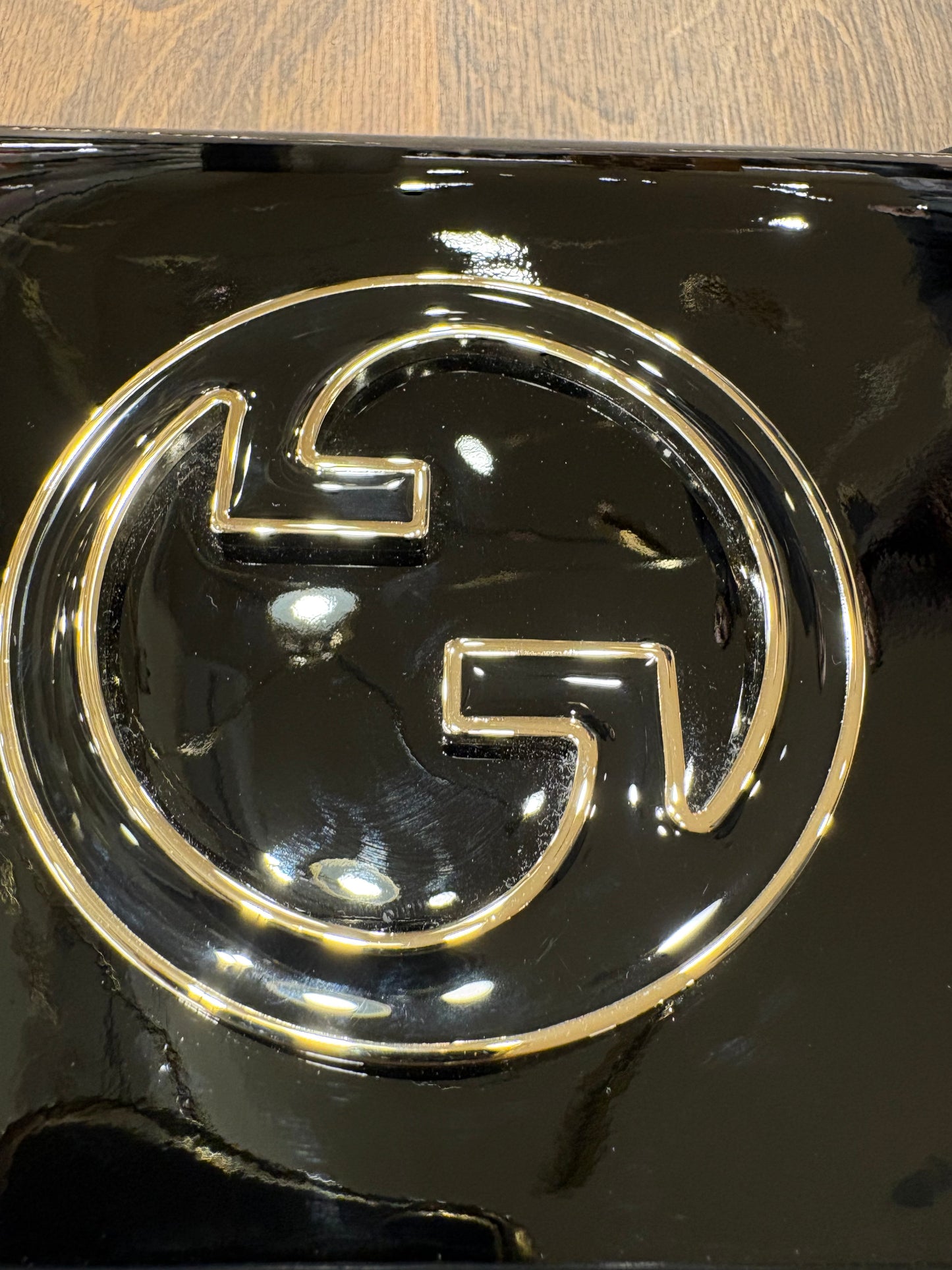 Gucci Blondie borsa in pelle verniciata nera nuova