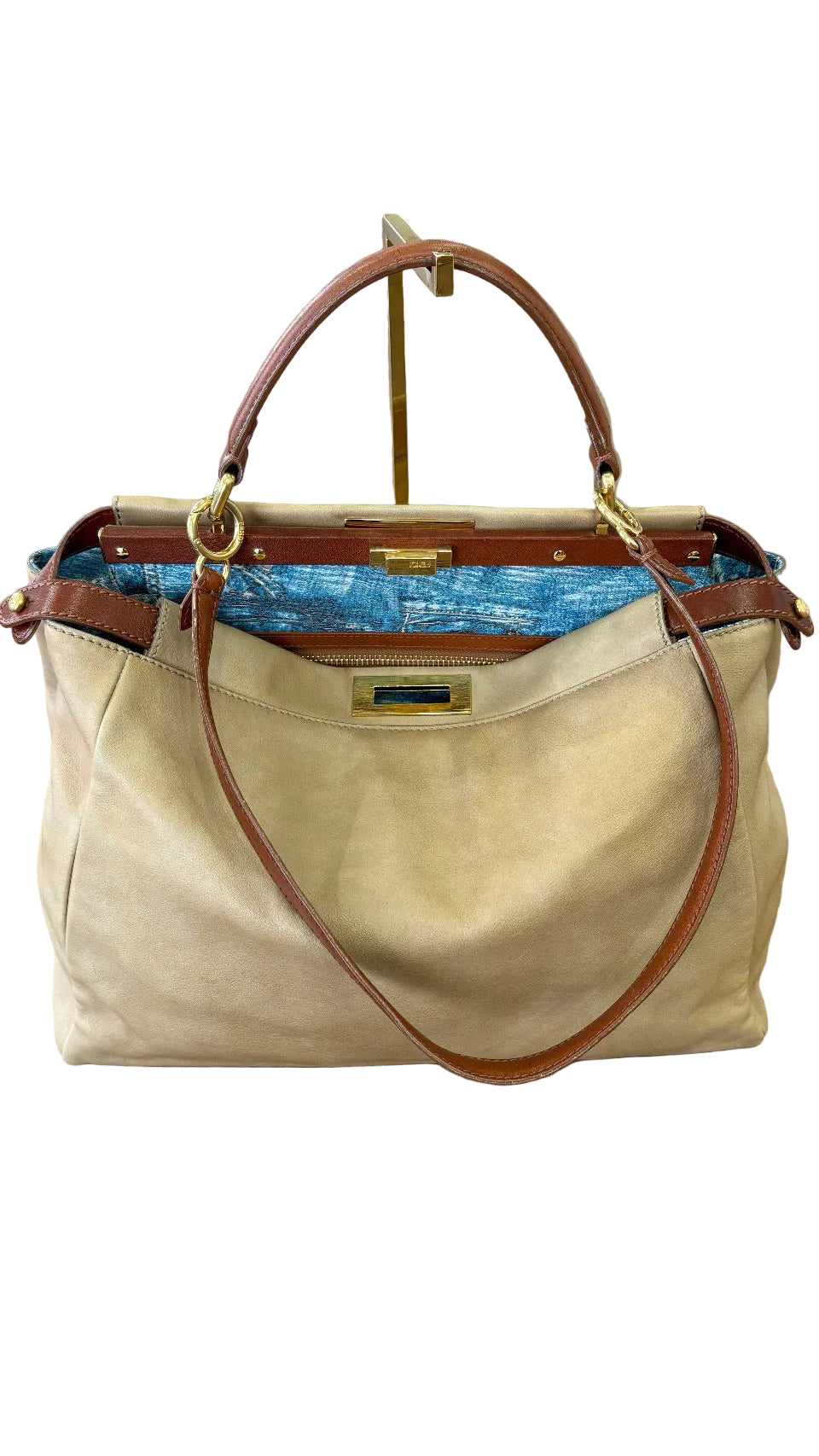 Fendi Peekaboo Large con Interno Denim Print