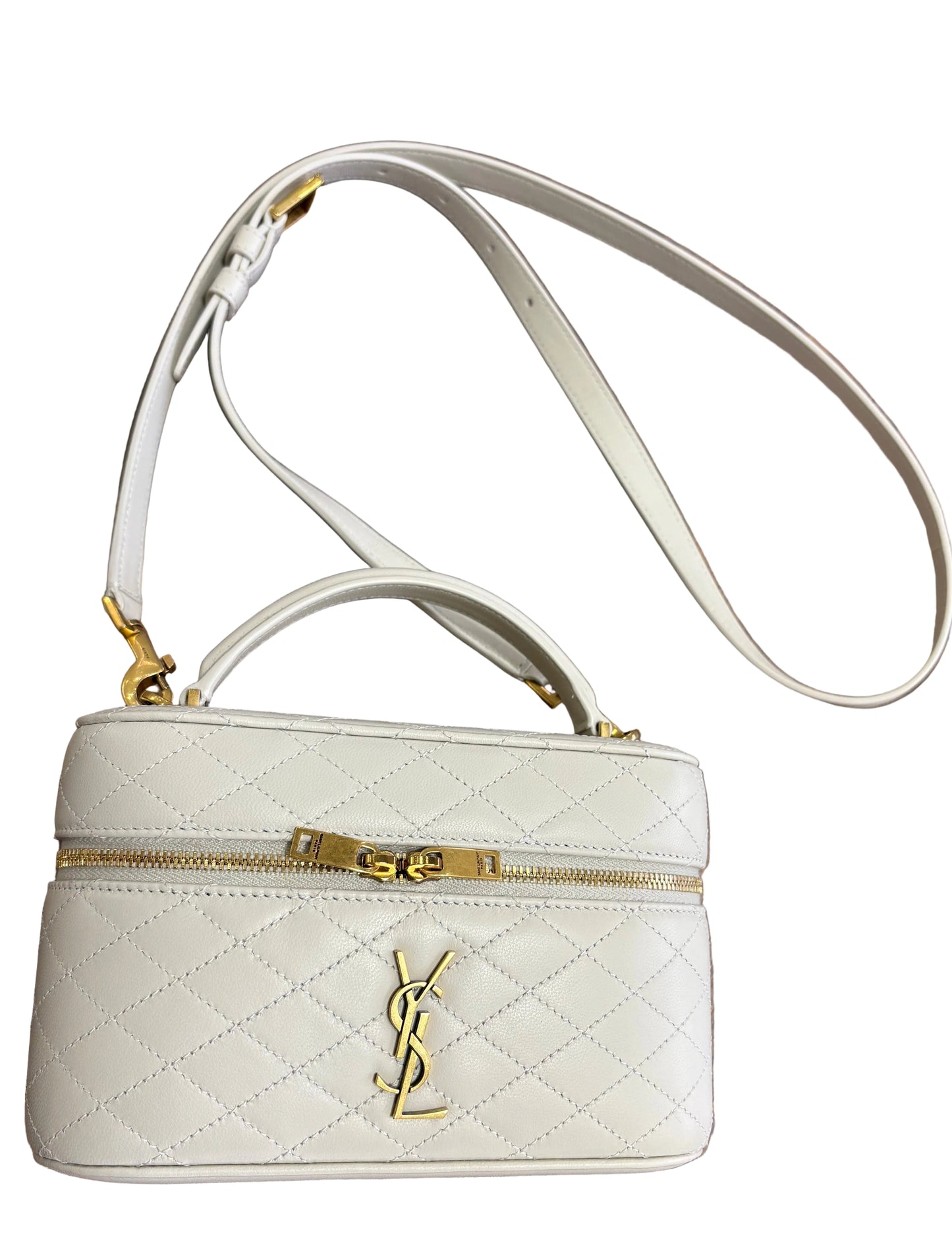 Borsa Saint Laurent Gaby Vanity Large in Pelle Avorio. Nuovo