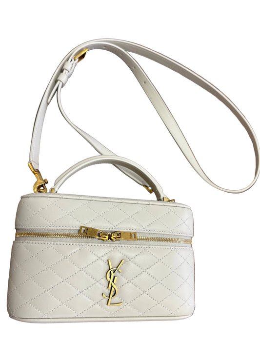 Borsa Saint Laurent Gaby Vanity Large in Pelle Avorio. Nuovo