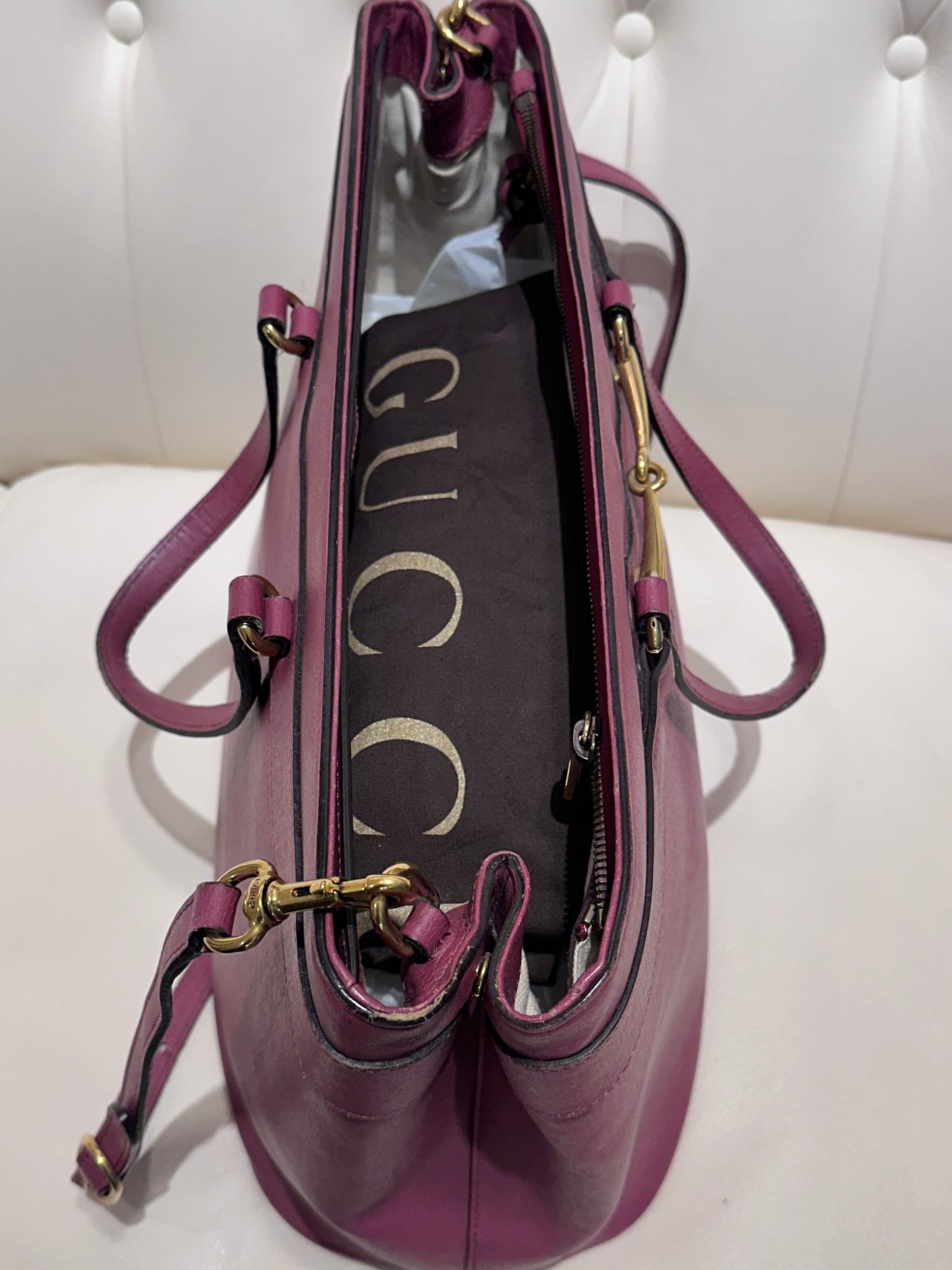 Gucci Tote Bag in pelle e morsetto ottone