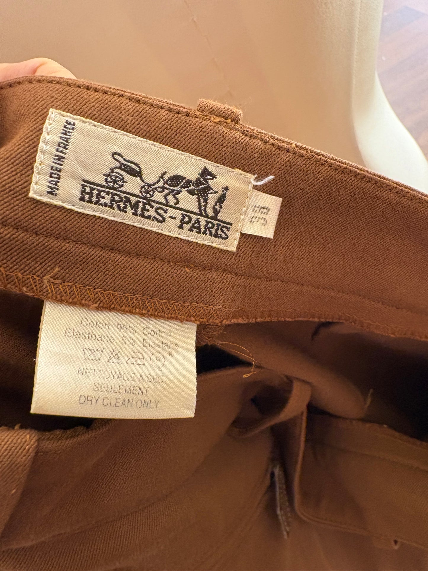 Hermès pantaloni cavallerizza cotone biscotto