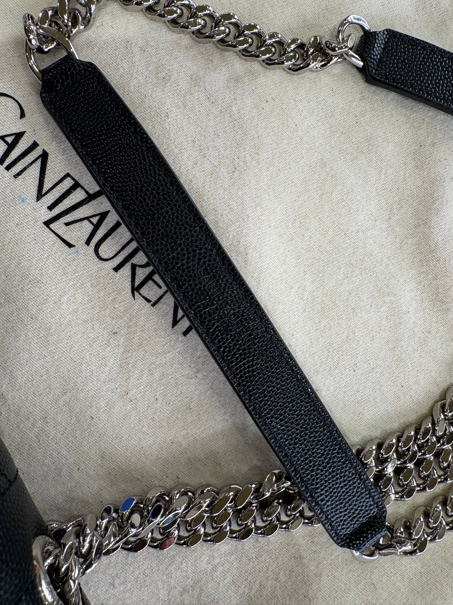 Ysl Envelope media nera metallo  silver