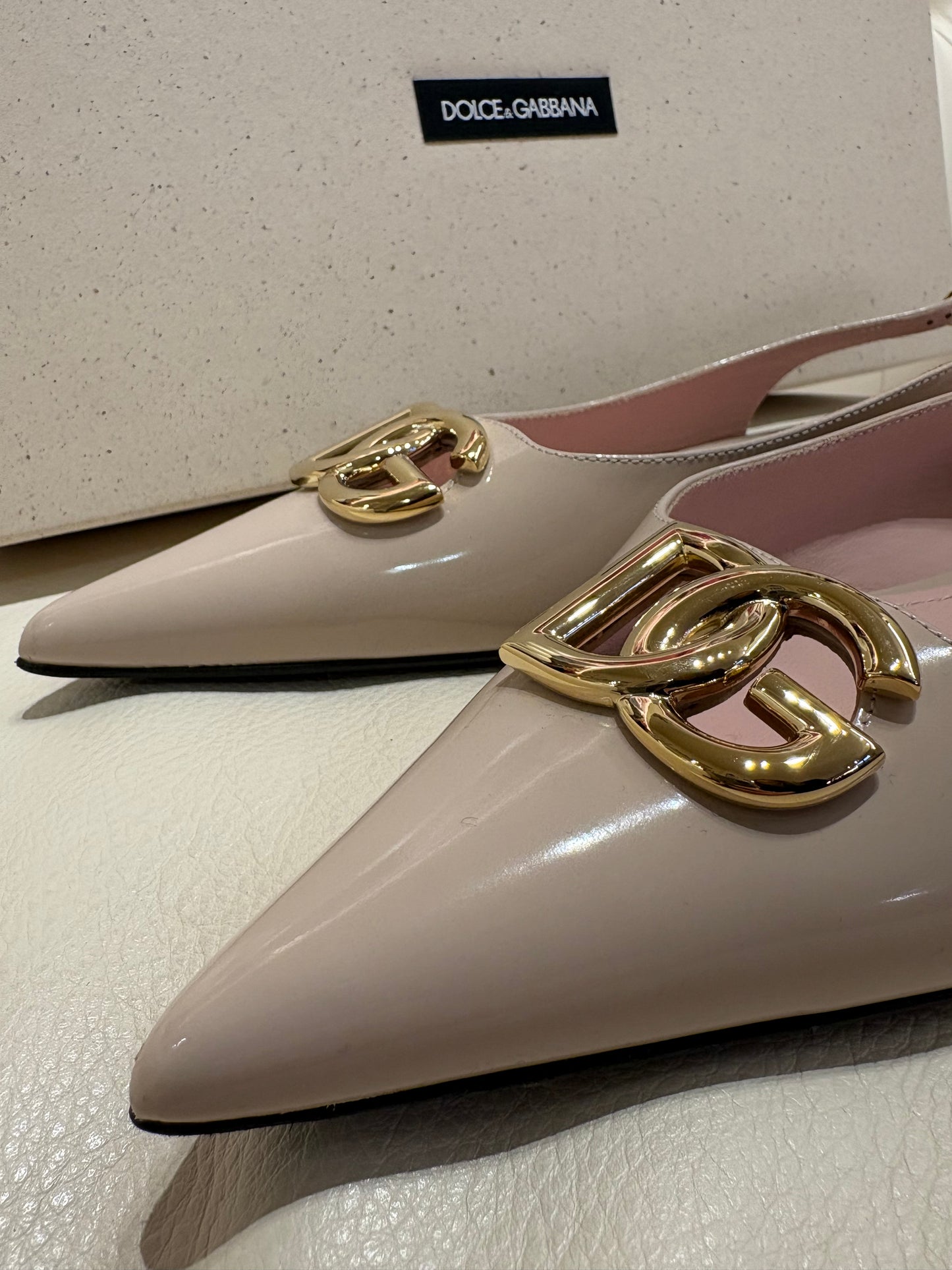 Dolce & Gabbana sling back pelle vernice rosa 38,5