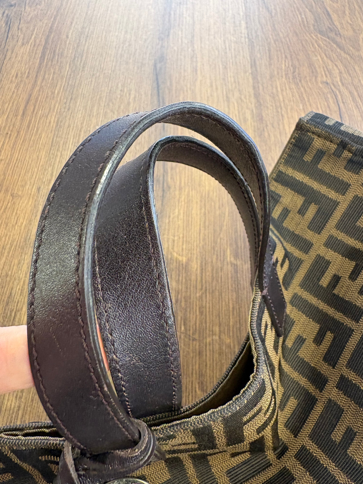 Fendi shopping bag a mano tela e pelle