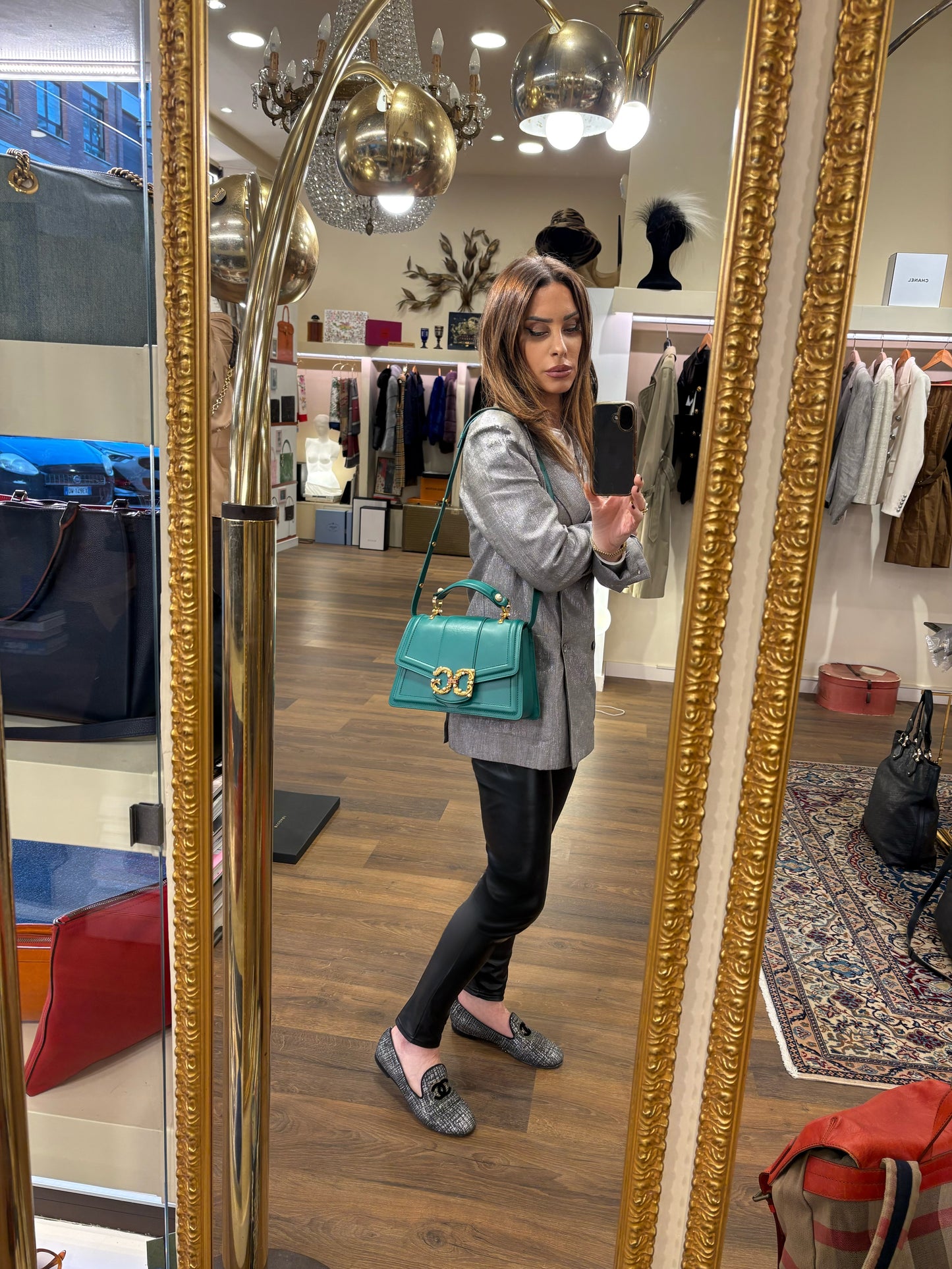 Dolce Gabbana borsa Amore small in vitello verde smeraldo