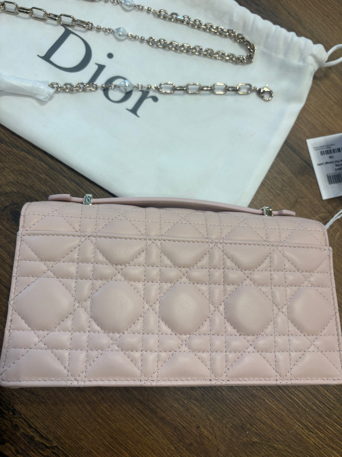Dior mini borsa My Dior in pelle di agnello Cannage rosa cipria. Nuovo