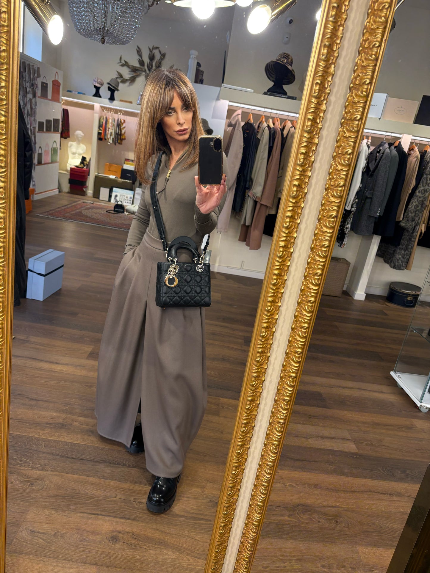 Lady Dior misura small  in agnello cannage nero