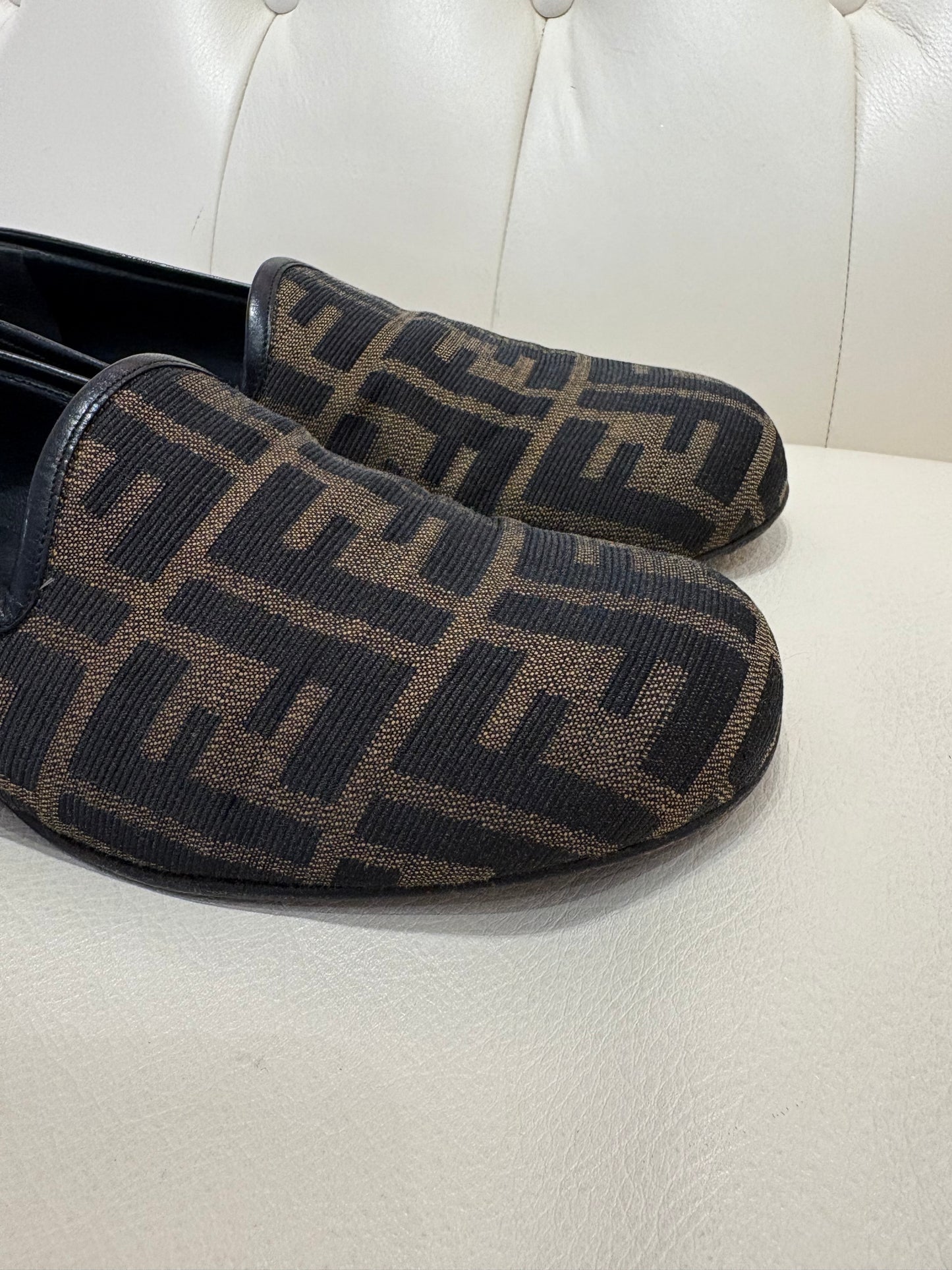Fendi mocassini in tela monogram 38