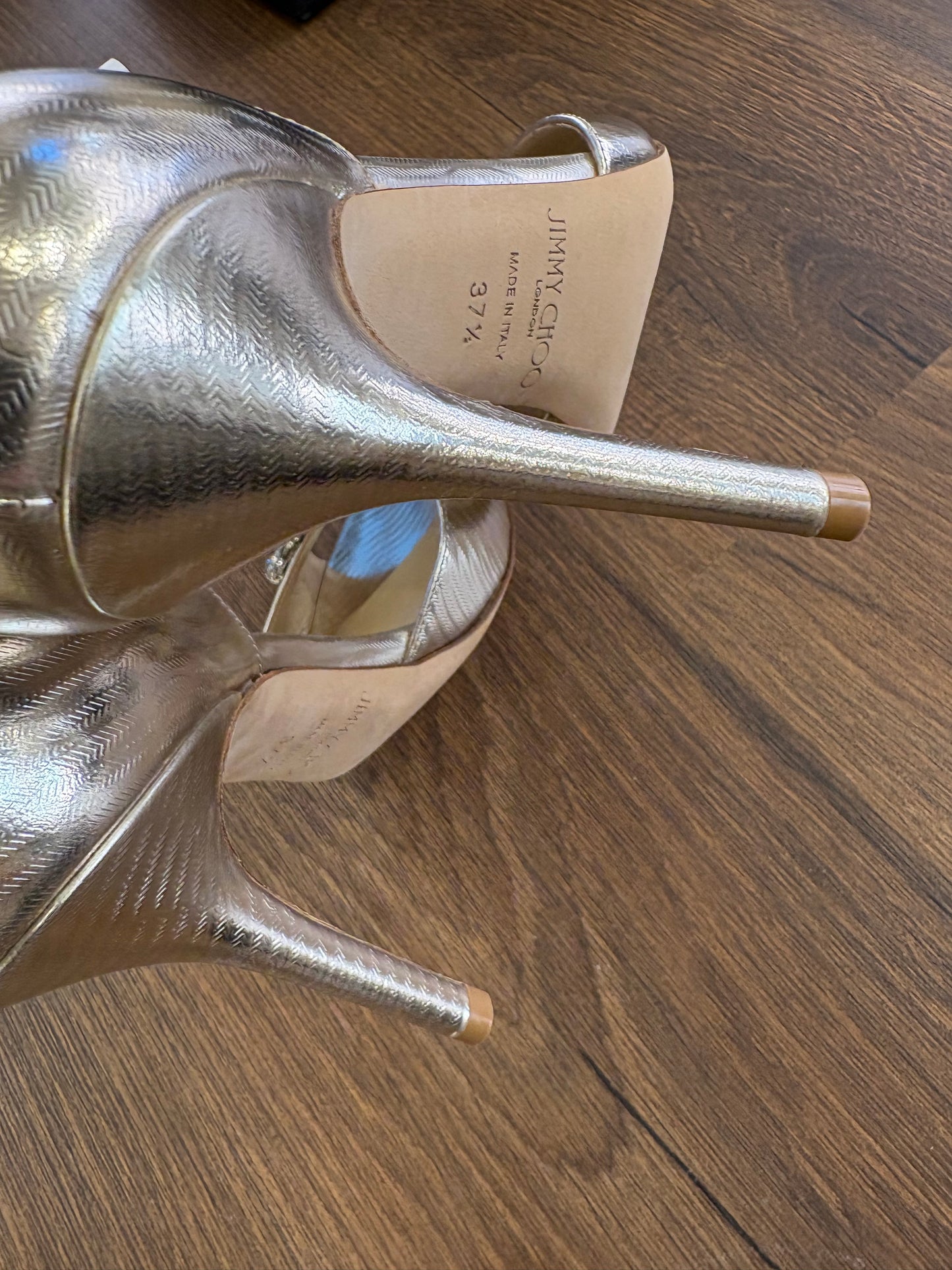 Jimmy Choo sandali oro con pietre effetto diamante n37,5. Nuovo