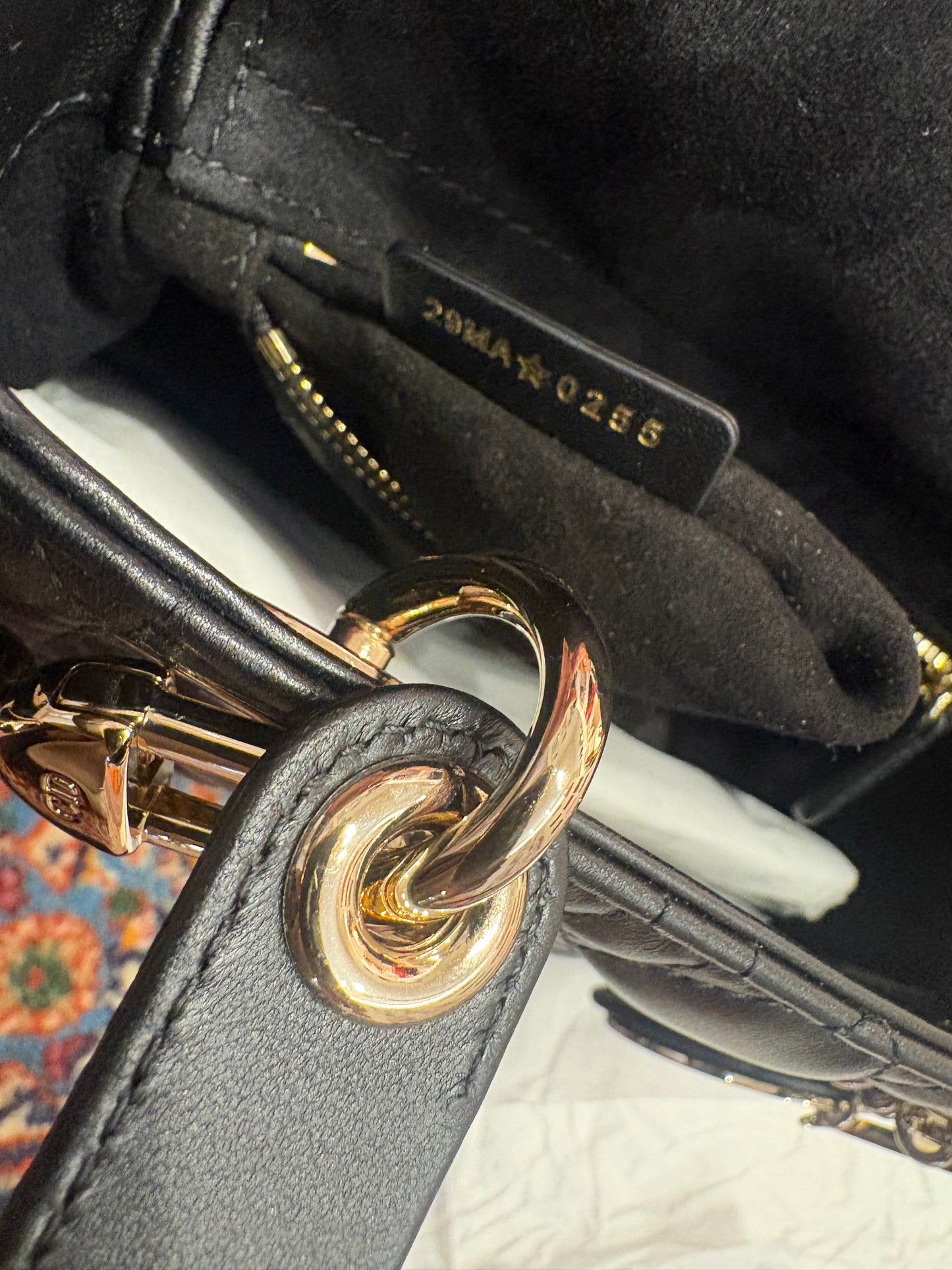 Lady Dior misura small  in agnello cannage nero