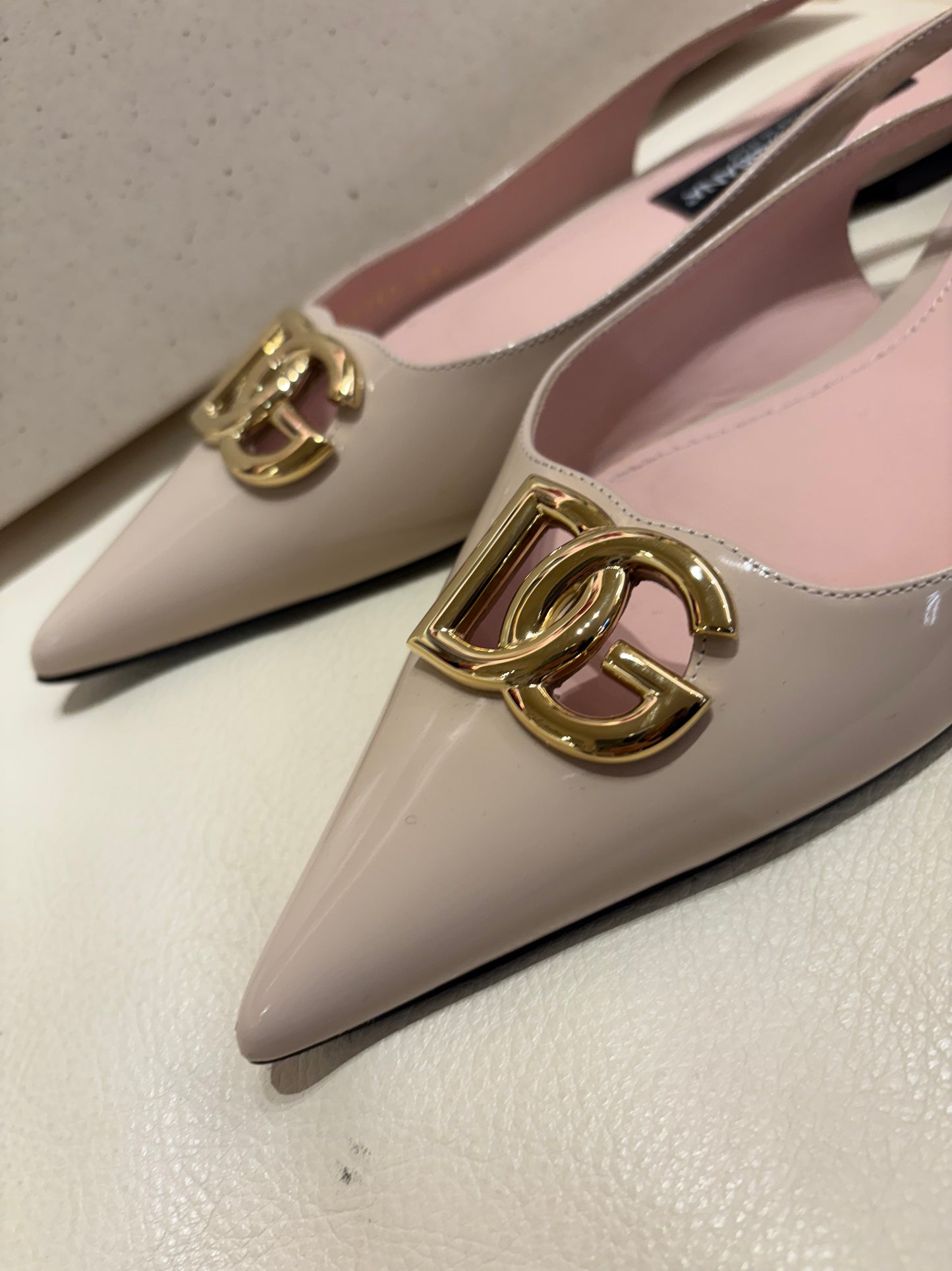 Dolce & Gabbana sling back pelle vernice rosa 38,5