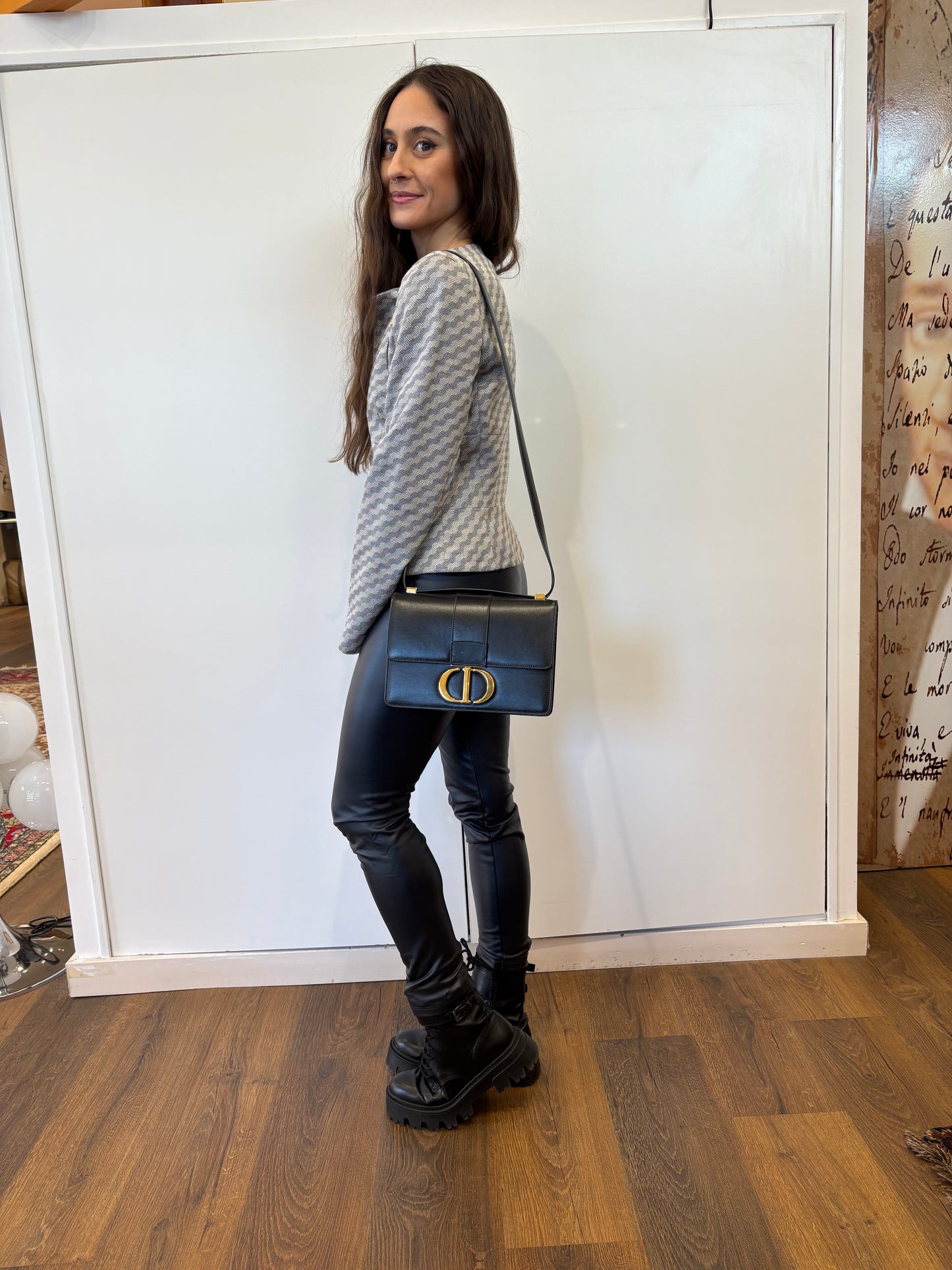 Dior borsa 30 Montaigne vitello nero
