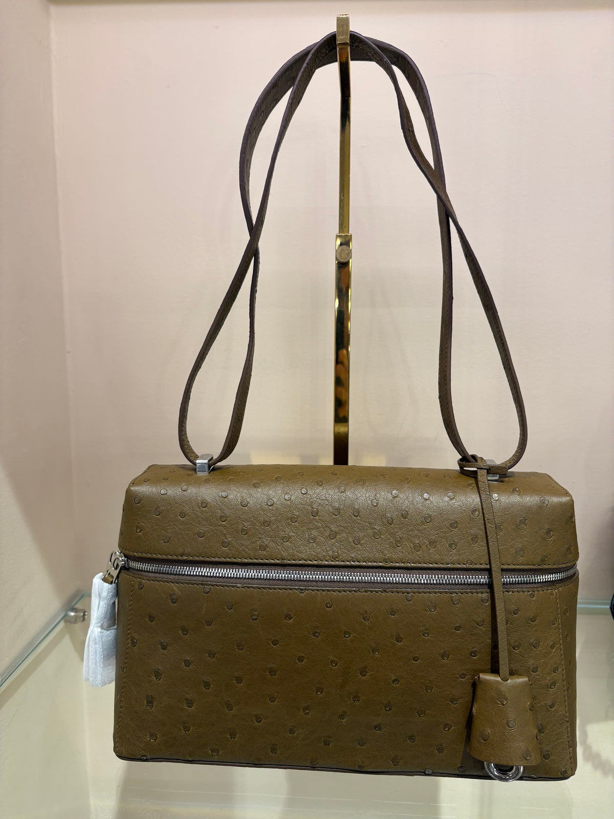 Loro Piana Extra Bag L27 in Pelle di Struzzo. Nuova