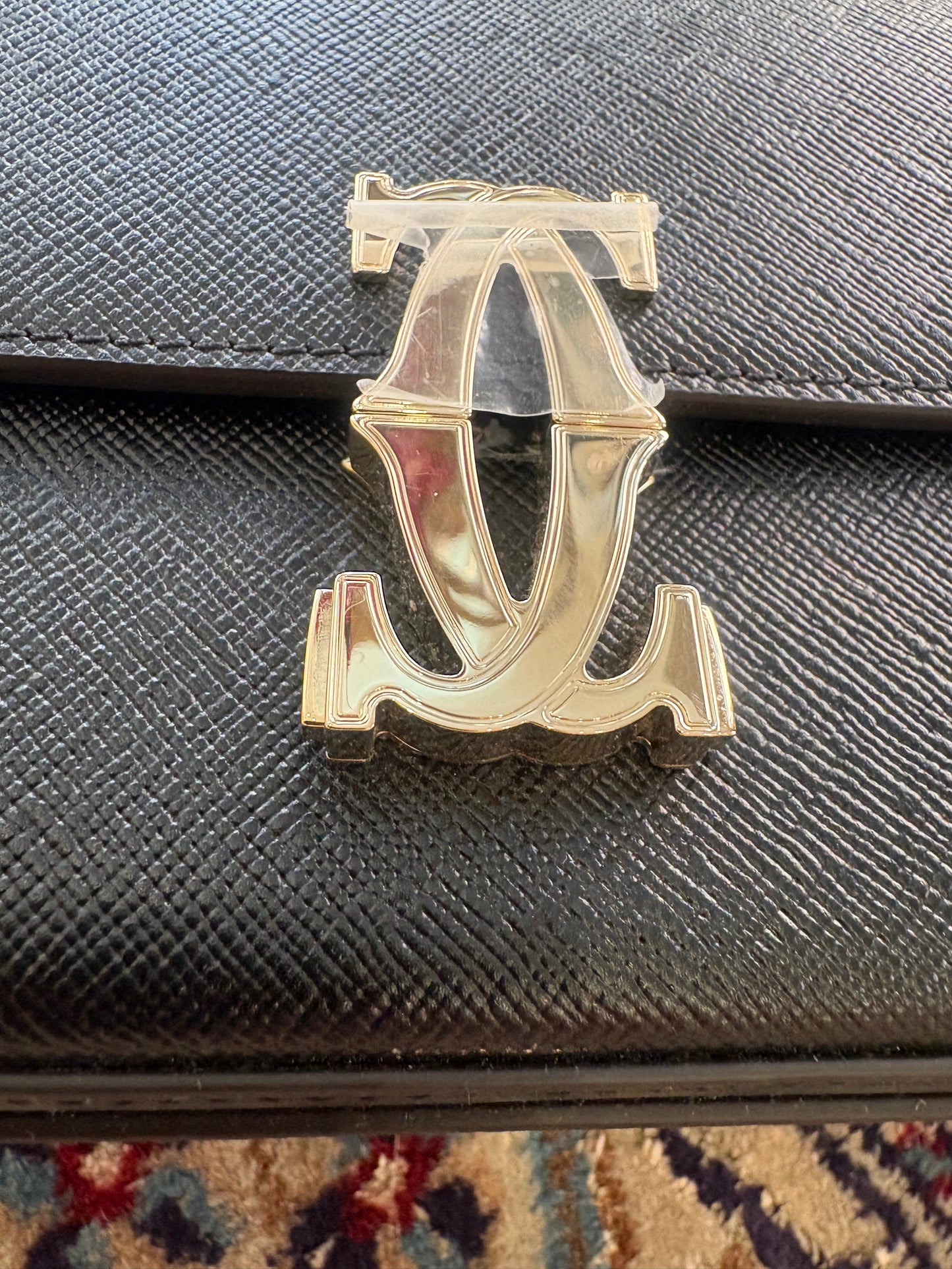 Borsa C de Cartier East-West in Pelle Nera  con Doppia Tracolla. Nuovo