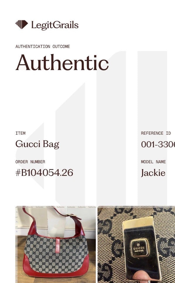Borsa a Spalla Gucci Vintage Jackie Media in Tela Monogram GG e Pelle Rossa