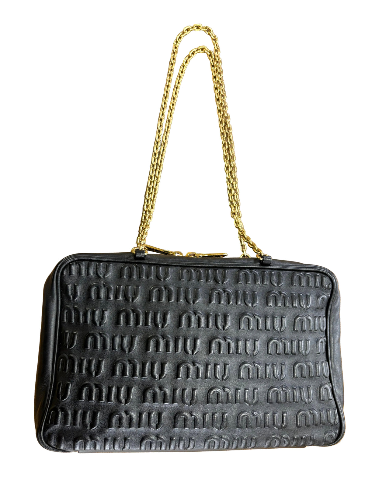 Miu Miu Borsa Softy Logo  goffrato in pelle