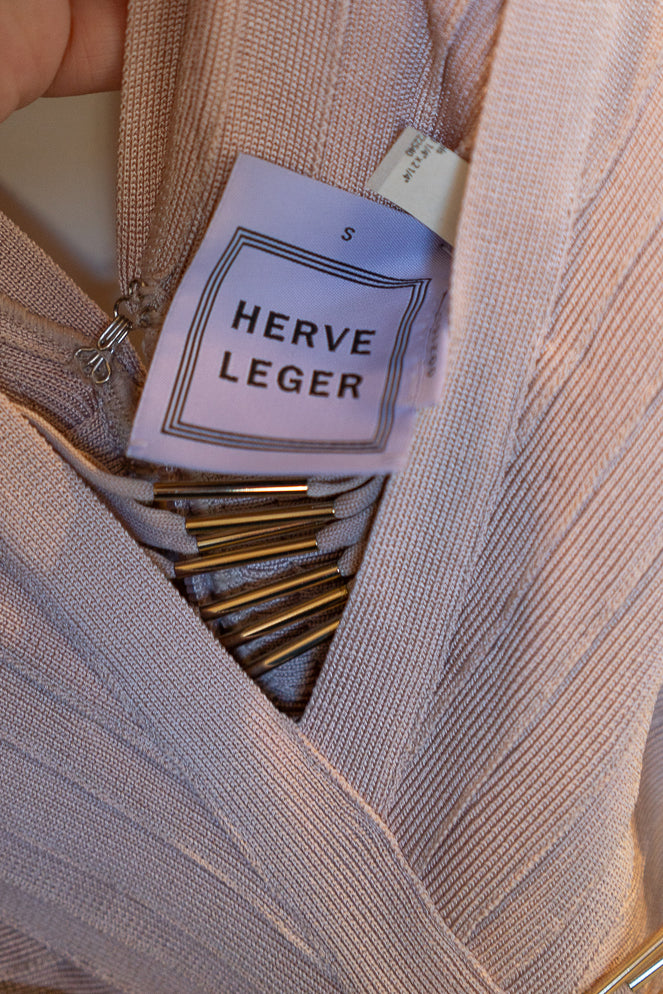 Herve Leger Abito Cipria Oro